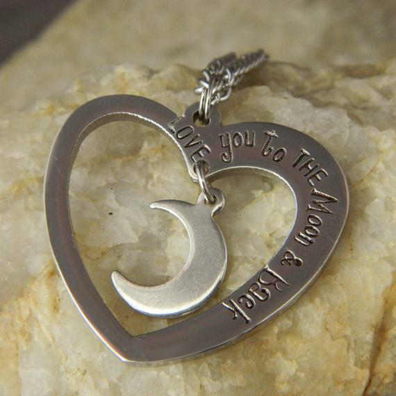 Love You to the Moon and Back Stainless Steel Necklace